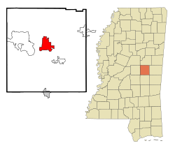 Neshoba County Mississippi Incorporated and Unincorporated areas Philadelphia Highlighted
